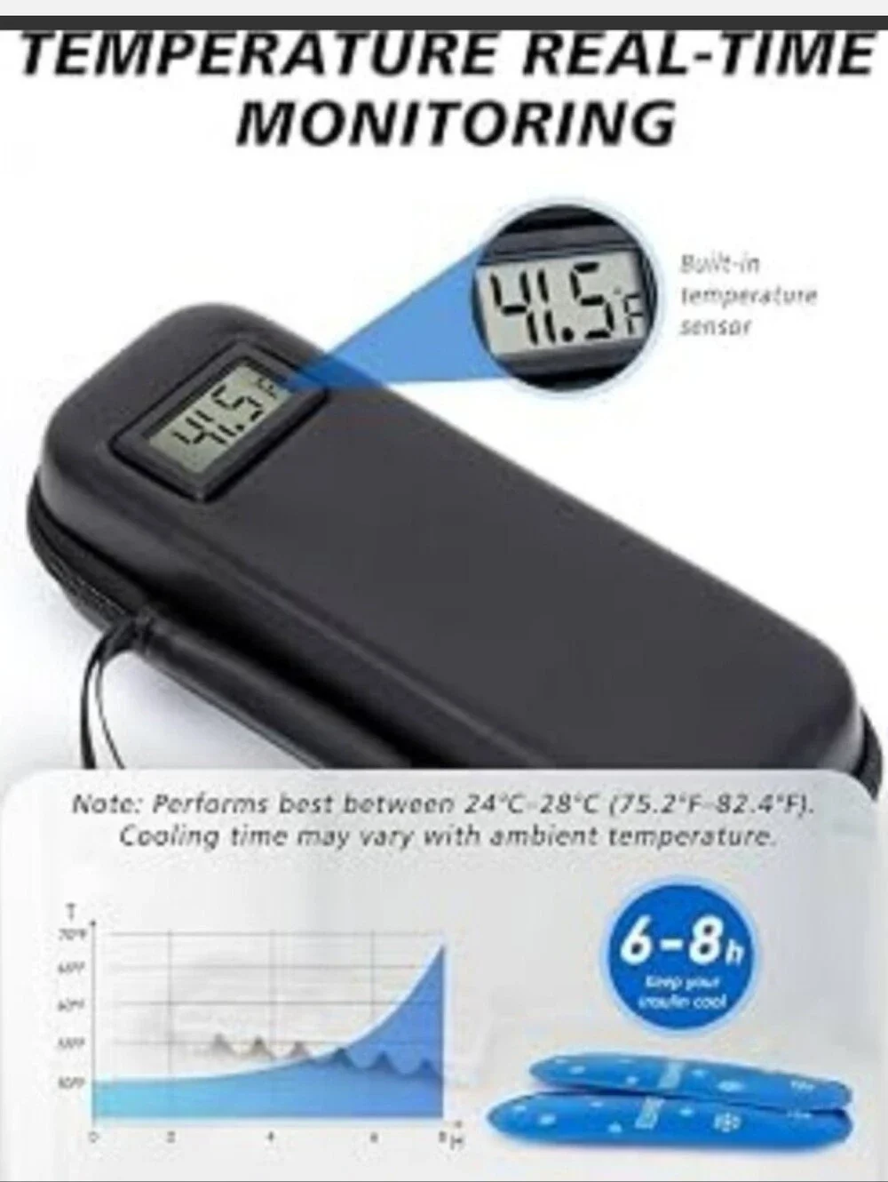 Black Travel Electronics Case with Built-In Thermometer